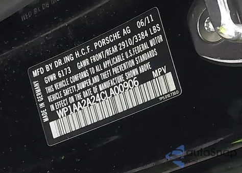 2012 Porsche Cayenne z USA, uszkodzony, nr VIN WP1AA2A24CLA00906